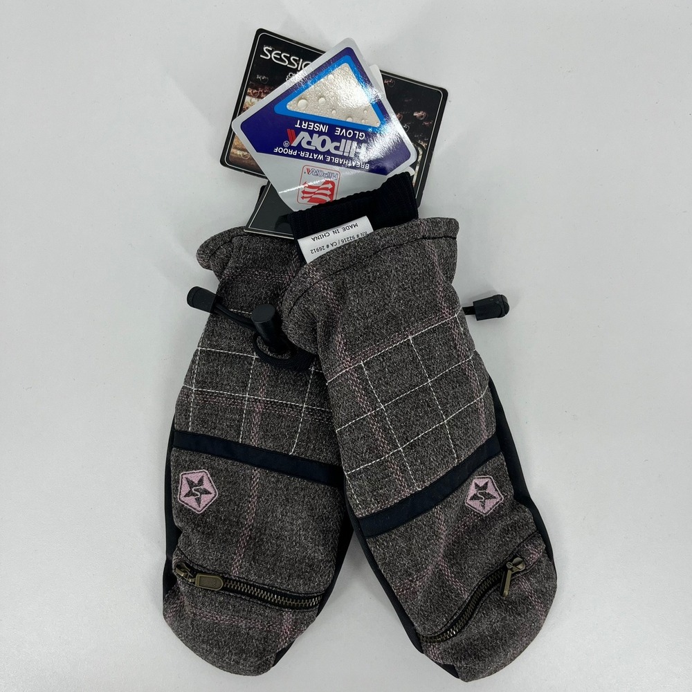 Sessions Riley Window Plaid Mittens Java Pink 502887 XL Waterproof Snow Mitts